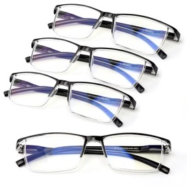 Outray 4-Pack Reading Glasses for Men Blue Light Blocking Half Rim Wide Frame Computer Readers Anti UV Eye Strain Glare