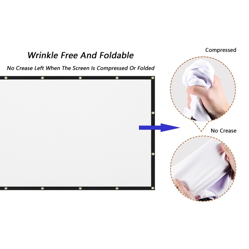 Mdbebbron 150 inch Projection Screen 16:9 Foldable Anti-Crease Portable Projector