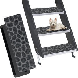 RUNROLE RV Step Covers 3 Pack Embossed Camper Stair Rugs Non Slip Carpet for Mobile Home - 24x7.5 Inches, Stone Patterns