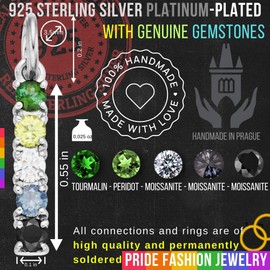 Aromantic Gift Pendant with Necklace, Handcrafted Charm with Gemstones in 925 Sterling Silver, Also for Keychains, Bracelets, Necklaces, Chains - Asexual (Silver Platinum-Plated, Aromantic Jewellery)