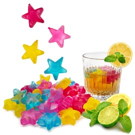 cubeta de hielo reutilizable, 40 cubitos de hielo de plástico, de congelación rápida y fácil de limpiar, cubos de hielo falsos para hacer bebidas frías y atractivas, bolsas de almuerzo, enfriadores (forma de estrellas)