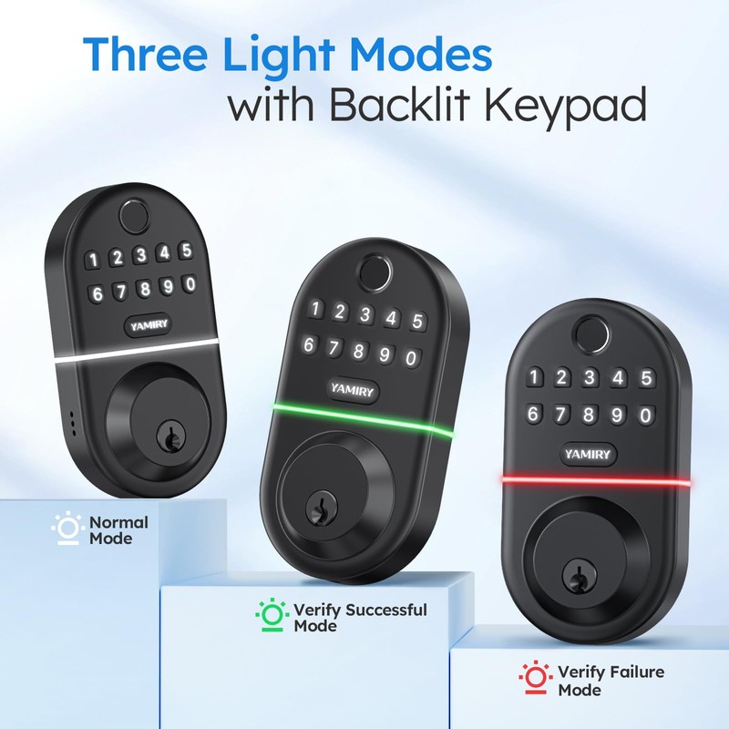 Yamiry Electronic Keypad Deadbolt, Fingerprint Door Lock,Keyless Entry Digital Lock
