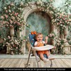 Arch Wall Flowers Backdrop,Retro Medieval Building Pink Rose Photo Background,Realistic