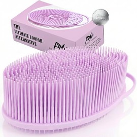 Avilana Silver Edition Exfoliante Corporal de Silicona - Cepillo de Baño con Tecnología de Iones de Plata, Doble Cara Certificada ISO, Cerdas Firmes p