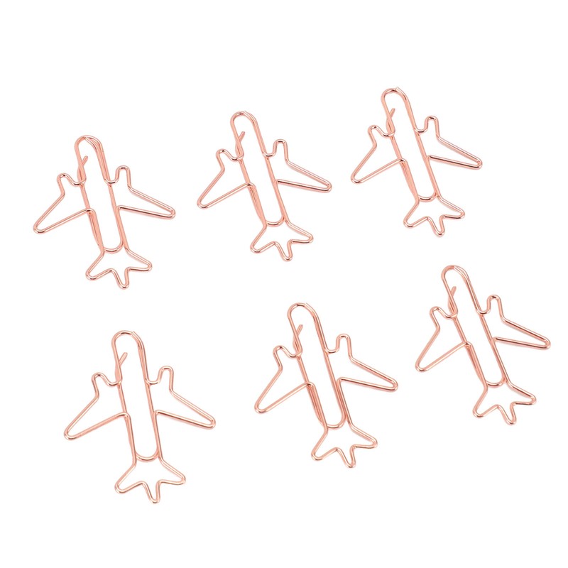 80pcs Airplane Shaped Paper Clips Rose Gold Prevent Rust Plane