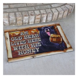 Rivers Edge Products Rubber Door Mat, 26" x 17" Anti-Slip Indoor or Outdoor Rug, All Weather Welcome Mat for Front Door, House Entryway, Patio, or Garage, A Grumpy Old Bear Lives Here