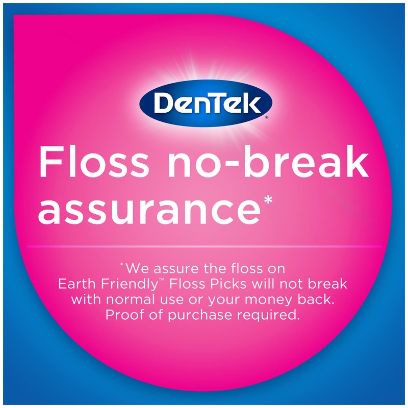 DenTek Earth Friendly Floss Picks, Organic Plant-Based bio-Plastic Handles, Mint,