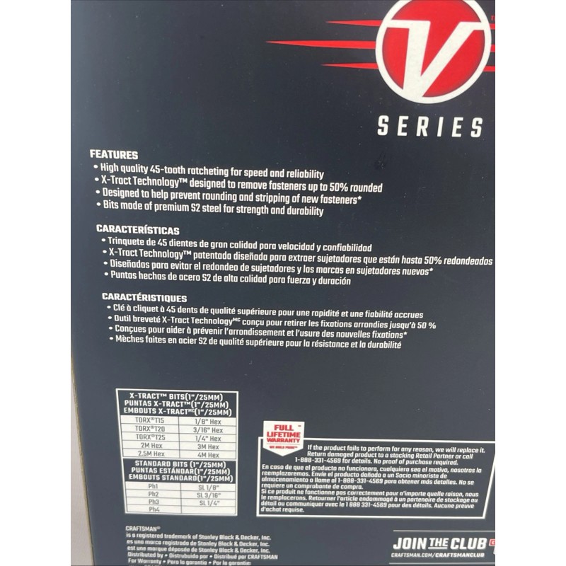 CRAFTSMAN V-SERIES Ratcheting Screwdriver Set CMHT68143V w/ multi bits 18