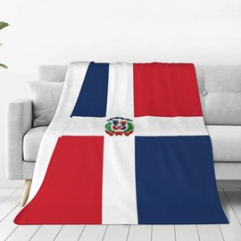 Cute Dominican Flag Blankets Soft Comfy Flannel Blanket Throws 80"x 60" for Bed, Couch,Sofa,Office, Camping