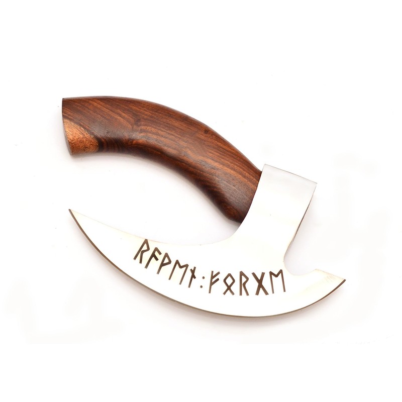 LIFAFA Handmade Viking Pizza Cutter Beautiful Axe with Unique Leather