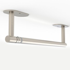 RUACQ Paper Towel Holder Under Cabinet, Wall Mounted or Adhesive Stainless Steel Paper Towel Holder,Round Base Paper Towel Rack for Kitchen, RV, Bathroom (Brushed Nickel)