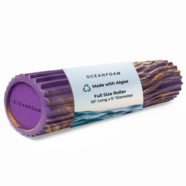 Oceanfoam Tidal Roller - Purple, Gold & Natural Marbled - Muscle Massage Foam Roller for Back Pain & Stretching - Firm & Ergonomic Wide Wave Textured - Yoga, Athletics, Wellness - Full Size, 20" x 5"