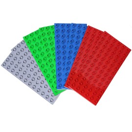 Large Building Plates, Pack of 8 Large Base Plates, Compatible with Large Building Blocks of All Leading Brands, 19.1 x 9.5 cm (4 Colours)