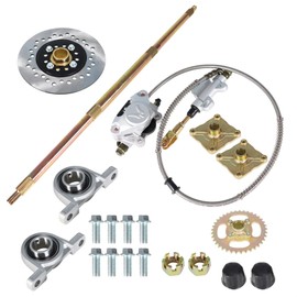 Silscvtt 32 Go Kart Axle Kit Alloy Rear Axle with Brake Dics +Brake Master Cylinder +Sprocket +Pillow Bearing +Chain + Hub Replacement for Go Kart ATV Quad Drift Trikes