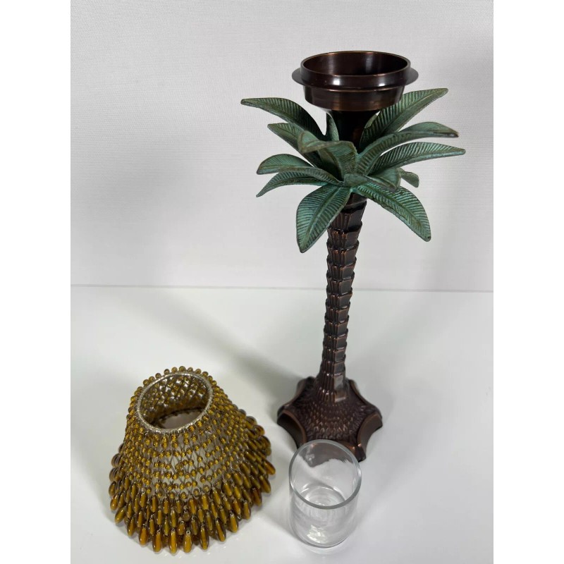 CBK Ltd. Solid Brass Art Wares Palm Tree Tealite Lamp