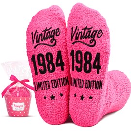 HAPPYPOP 1984 Birthday Gifts for Women - 41 Year Old Socks for Women Friends, 41st Birthday Gifts for Middle Aged Woman Pink