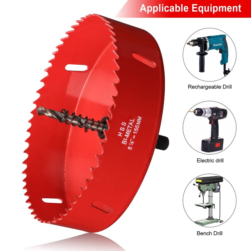 Hole Saw 6 1/8” (155mm) for Wood, HSS Bi-Metal Hole