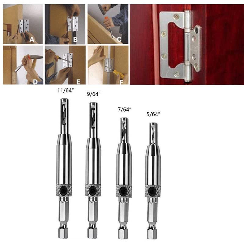 AIMALL 4pcs Self-Centering Drill Bits Set with Hex Shank, Pilot