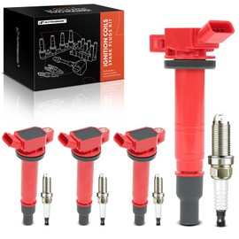 A-Premium (Red) Set of 8 Ignition Coil Pack and Iridium Spark Plugs Compatible with Toyota Tacoma 2005-2015, 4Runner 2010, 2.7L