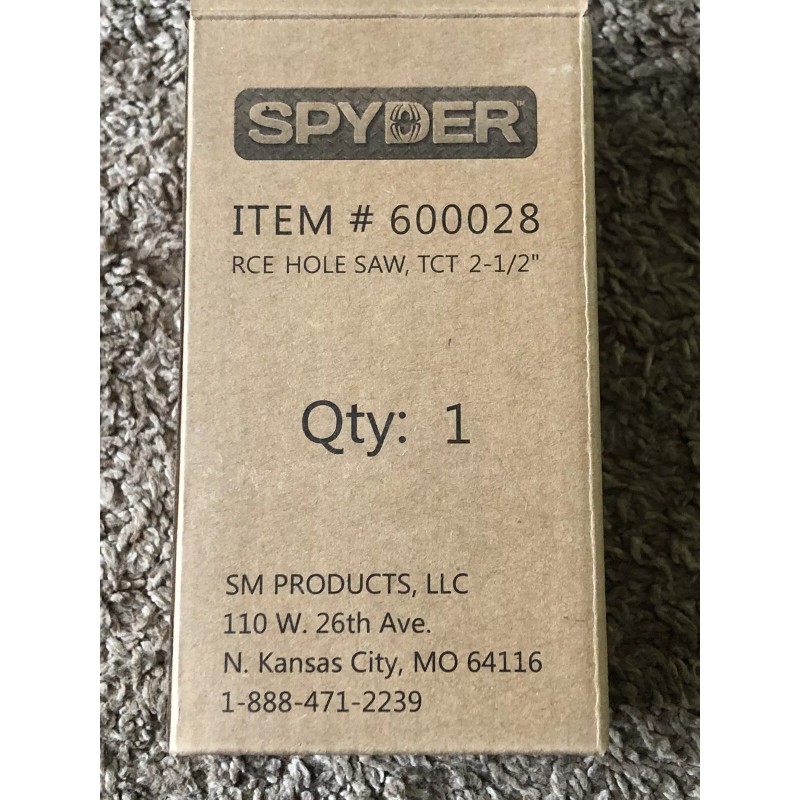 New Spyder 2-1/2” Tungsten Carbide Tipped Hole Saw 600028 2.5”