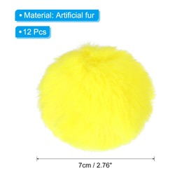 PATIKIL Faux Fur Pom Poms for Hats, 12 Pcs Fluffy Soft Fur Poms Balls for Keychain Knitting Hats DIY Scarves Gloves Bag Christmas, Yellow