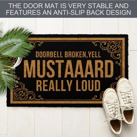 Shelinh Doorbell Broken,Yell Mustaaard Really Loud-Black Welcome Matt Outdoor Rubber Door Mat Entrance Welcome Rug 23.5x15.7 Inch