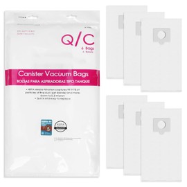 6 Pack 5-in-1 Q/C Canister Vacuum Bags 53292 Type Q/C HEPA Replacement Dust Bags for Models 600 400 200 700 800 Series Vacuum Bags 81615 81214 81414 81714 21814 BC3006 BC3005 BC2005 BC7005