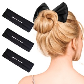 3 PCS Deft Hair Bun Maker, Bun Maker, Flexible Donut Twister for Hair Curling and Bun Shaping, Invisible Nets, Easy to Use, Secure Hold All-Day (3 PCS (Black))