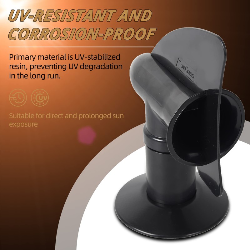 TonGass (2-Pack, Black RV Rotating Sewer Plumbing Vent Cover for
