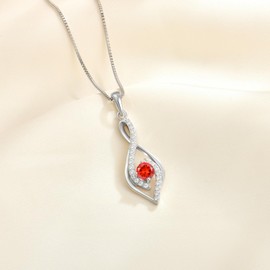 FATACI Women Pendant Necklace, 925 Sterling Silver 5A Cubic Zirconia Infinity Necklace with January Garnet Birthstone for Her Mom Mother Wife Jewelry Gifts