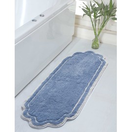 Home Weavers Allure Collection 100% Cotton Tufted Bathroom Rug, Soft and Absorbent Bath Rugs, Non-Slip Bath Carpet, Machine Wash Dry Bath Mats for Bathroom Floor- 21"x54" Runner, Blue