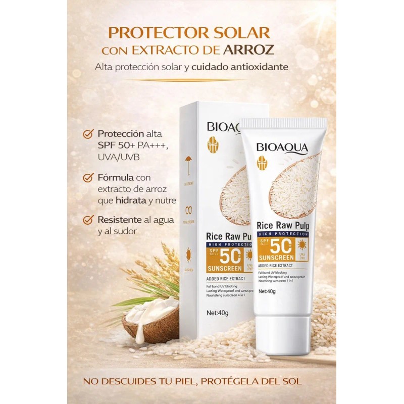 Kit Protectores Solares Bioaqua Rice Raw Pulp Spf50