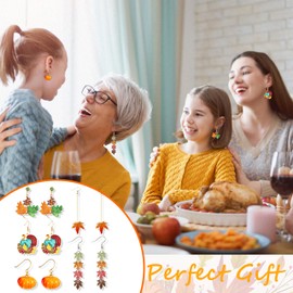 Thanksgiving Earrings for Women Turkey Pumpkin Red Maple Leaf Fall Earrings for Thanksgiving Day Jewelry Gifts for Teen