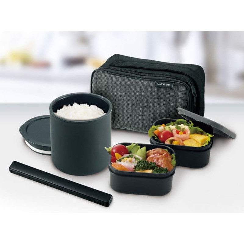 アスベル TWステンレス保温ランチボックス バッグ付 「ランタス」 ブラック HLB-T820