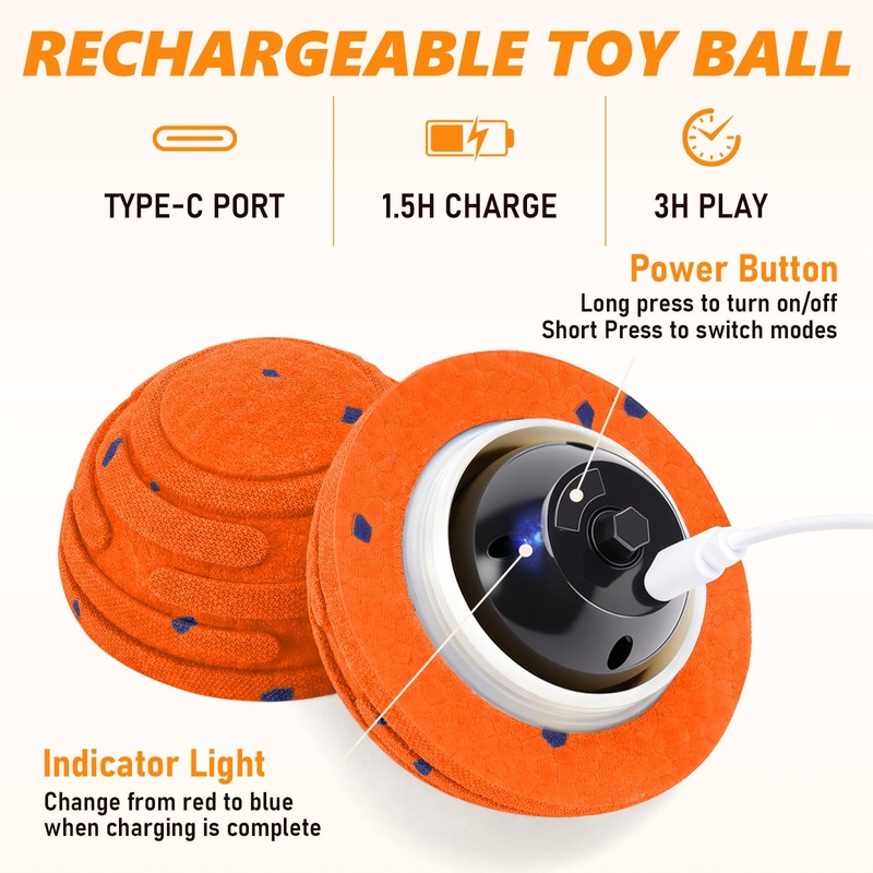 PETSWEET Remote Control Dog Toy Ball, Interactive Self Bouncing E-TPU