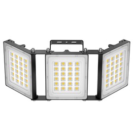 SOLLA 300W LED Outdoor Flood Light, 30000LM Super Bright Stadium Light, 6000K Daylight White, IP66 Waterproof 3 Heads Adjustable Outdoor Floodlights for Backyard, Court, Garden