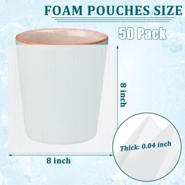 50 Pack Foam Pouches 8x8 inch, Moving Foam Wrap Pouches Protect Mugs, Cups, Glasses and Dishes, Cushion Foam Pouches for Packing, Shipping, Moving- Best Packaging Materials for Fragile Items