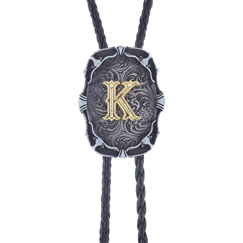 Btilasif Bolo Tie for Men, Initial Letter A-Z Western Cowboy