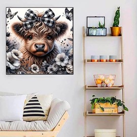 Cow Stamped Cross Stitch Kits - Flower Counted Cross Stitch Kits for Beginners Adults Needlepoint Cross-Stitch Patterns Dimensions Needlecrafts Embroidery Kits Arts and Crafts