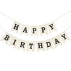 Burlap Happy Birthday Banner, Assembled Reusable Black Happy Birthday Sign