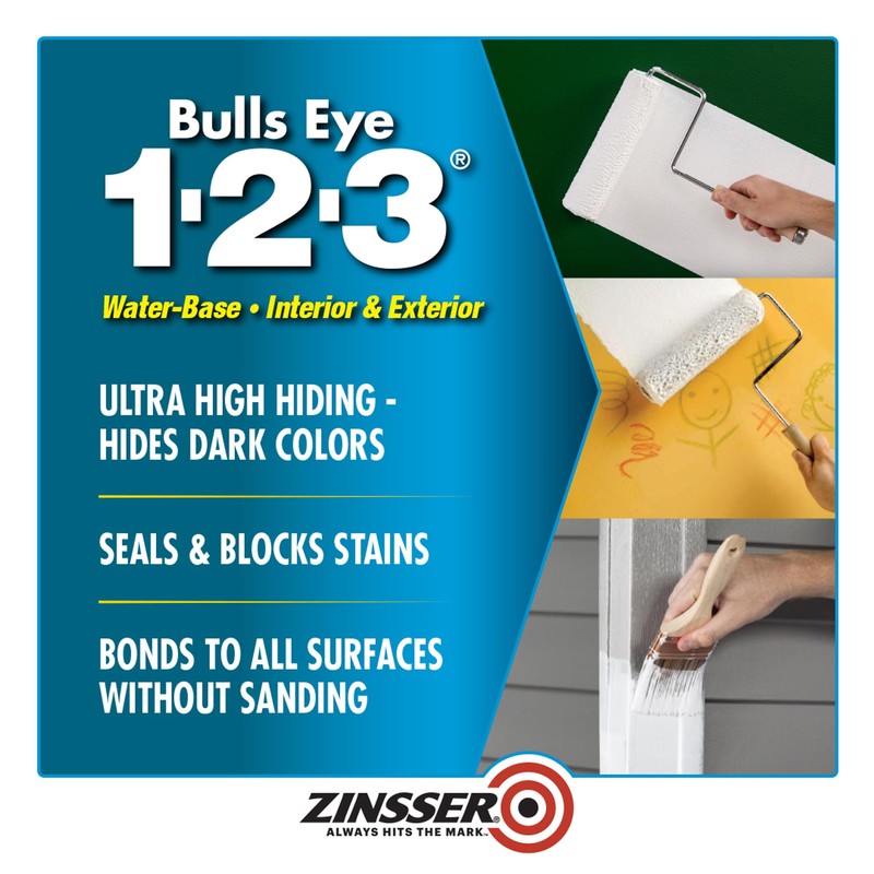 Zinsser 2001 Bulls Eye 1-2-3 All surface Primer, Gallon, White