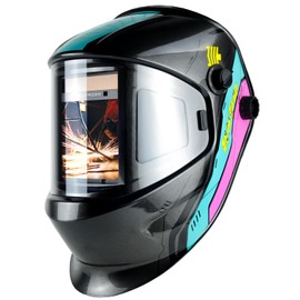 TRQWH Welding Helmet Auto Darkening Large Viewing True Color Solar Powered Welding Hood with 4 Arc Sensor Adjustable Wide Shade Range 4~5-8/9-13 Welder Mask for TIG MIG ARC Weld (TRQ-CSC002)