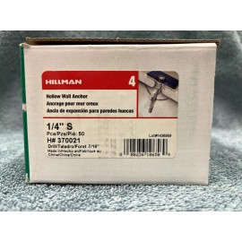 Hillman 370021 Metal Pan Head Hollow Wall Anchor 1/4 Dia. x 1/4 Short L in.