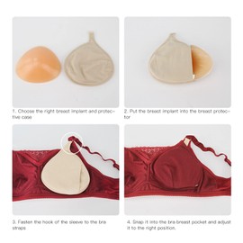 Breasts Protective Pocket Prosthetic Breasts Protector Soft Breathable Portable Bra Protective Case, Breathable Prosthesis Protective Pockets, Mastectomy Protective Bags for Women (M)