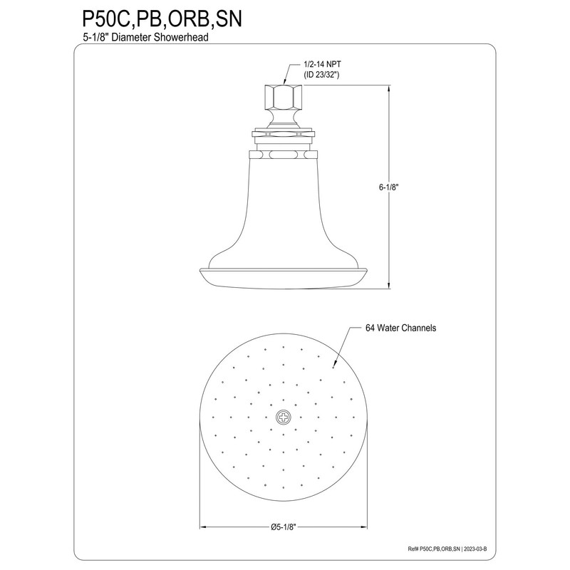 Kingston Brass P50SN Victorian 5-1/8-Inch Round Raindrop Ceramic Shower Head