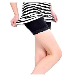 Trifolium® Womens High Waist Cycling Shorts Girls Dancing Shorts Leggings Underpants Lace Trim (Factory Label M, UK 10-12, Black, 8105)