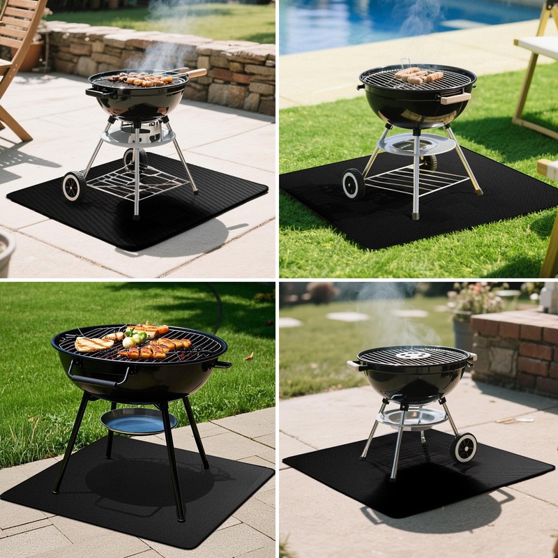 Fire Pit Mat for Decking 100x100cm – Square Black Double-Sided