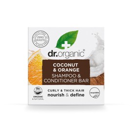 Dr Organic Coconut & Orange Shampoo & Conditioner Bar, Nourishing, Curly & Thick Hair, Plastic, Natural, Vegan, Cruelty Free, Paraben & SLS Free, Organic, 75 g