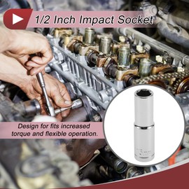 HEROFFIX 1 Pcs Impact Socket Durable Hardware Tool 80mm Silver Tone Chrome Vanadium Steel 6 Point 13mm for Car Motorcycle Dirtbike Repair Deep 1/2 Inch Drive