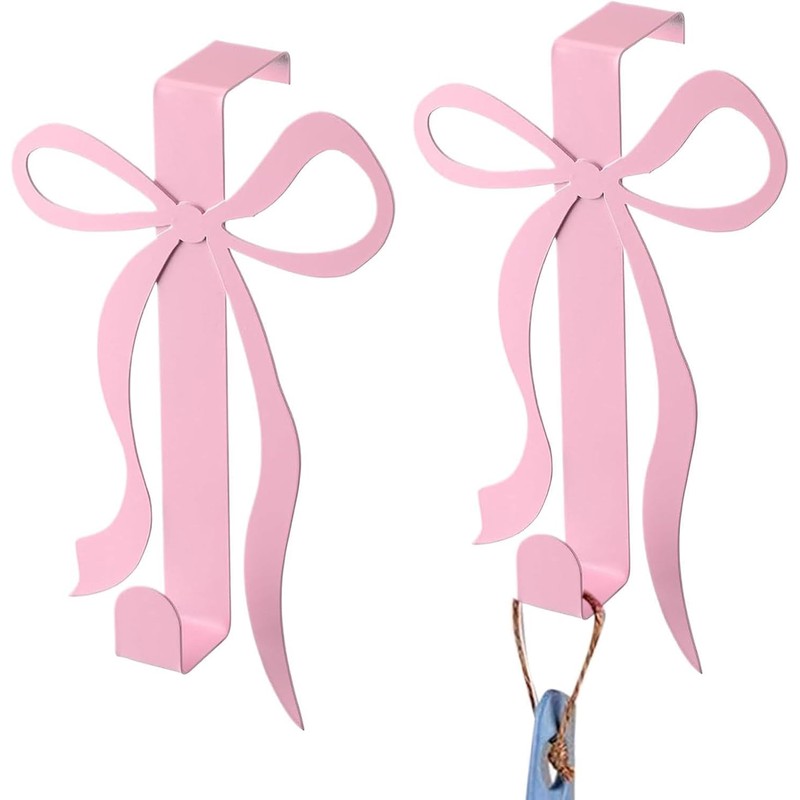 Over The Door Hooks -Cute Bow Shape Metal Hanger Towel